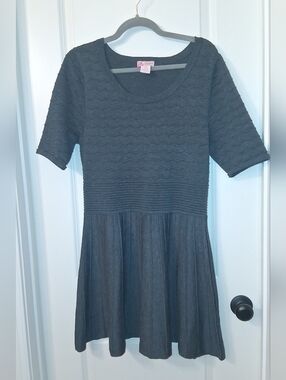 Candie's Dark Charcoal Textured Fit-and-Flare Midi Dress